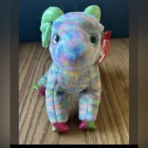TY Beanie Babies Zodiac Goat 2000 Holographic Tush Tag Beanbag Plush PE Pellets